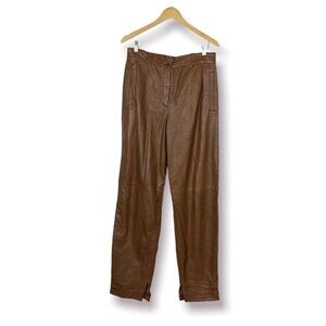 Vintage 1980s Escada Brown Buttery Soft Genuine Leather Textured Pants
